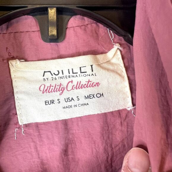 Ashley by 26 International Pink Hooded Zip‎ Up Rain Jacket Size Small - Picture 8 of 10